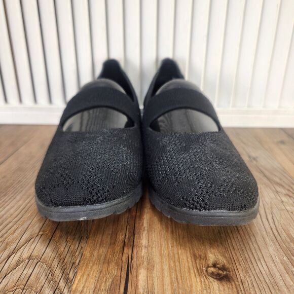 Skechers Cleo Flex Wedge Womens 7.5 Black Mary Jane Slip-On Loafers Shoes 158493 - Picture 2 of 9